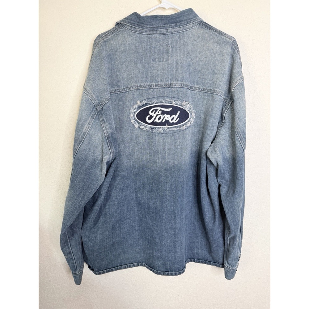 Ford x Forever 21 Denim Overshirt XXL Logo Patch Workwear Jacket RARE